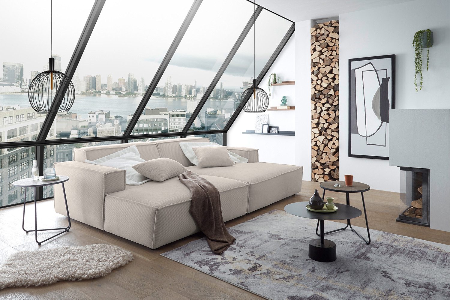 KAWOLA Big-Sofa SAMU, Couch Feincord verschiedene günstig online kaufen