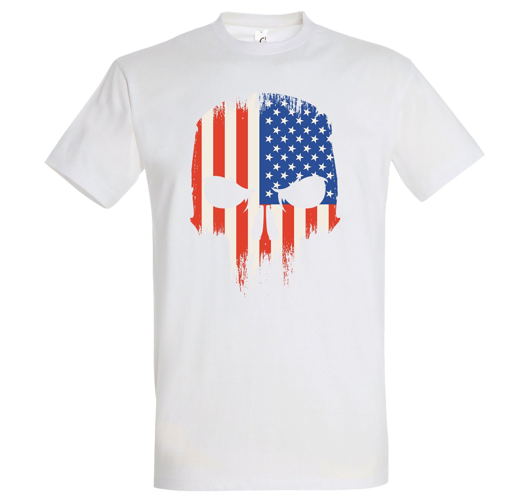Youth Designz T-Shirt USA Totenkopf Herren Shirt mit trendigem Frontprint Weiß