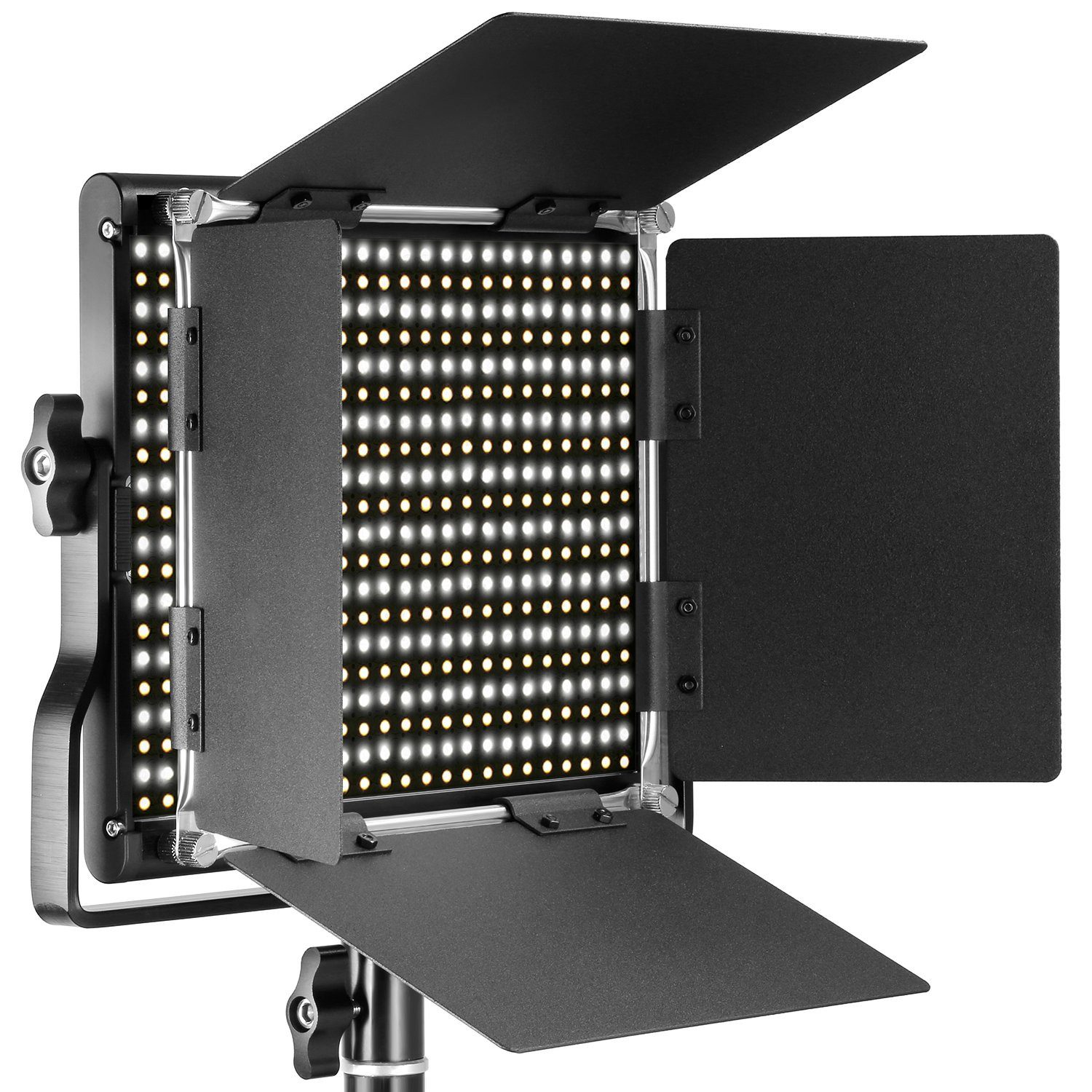 Neewer Videoleuchte NL660 Professionelle Metall LED Videoleuchte, Bicolor, Dimmbare, CRI96+, 3200-5600K, mit U Halterung und Barndoor, Fotolicht für Studio