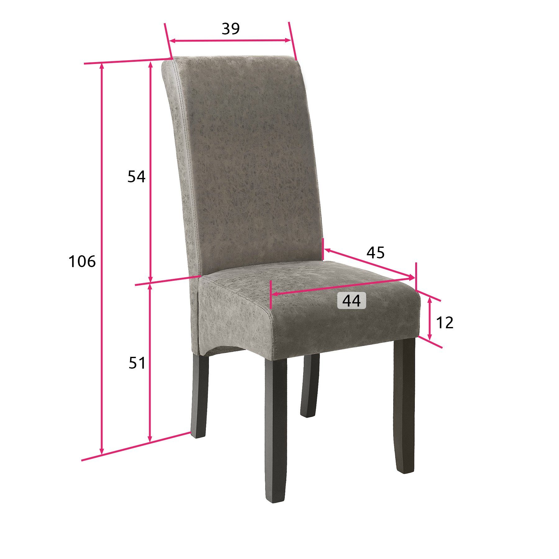 tectake Esszimmerstuhl (8er, Gepolstert massives 8 St), 8 Esszimmerstühle, grau Hartholz marmoriert ergonomisch