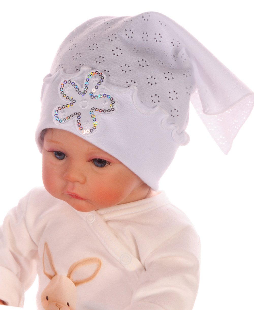 La Bortini Kopftuch Baby Stirnband Kopftuch Kopfbedeckeung für Mädchen Mütze weiß, elastisch, weich, auch für Taufe perfekt geeignet