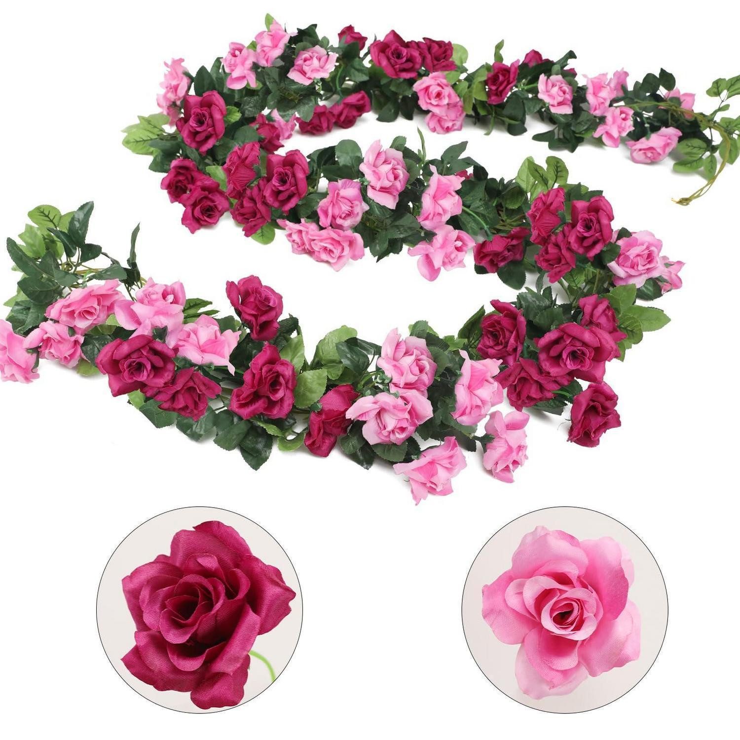 Kunstgirlande Künstliche Rose Girlande Lila/Lavendel 3 Stück, LuxusKollektion