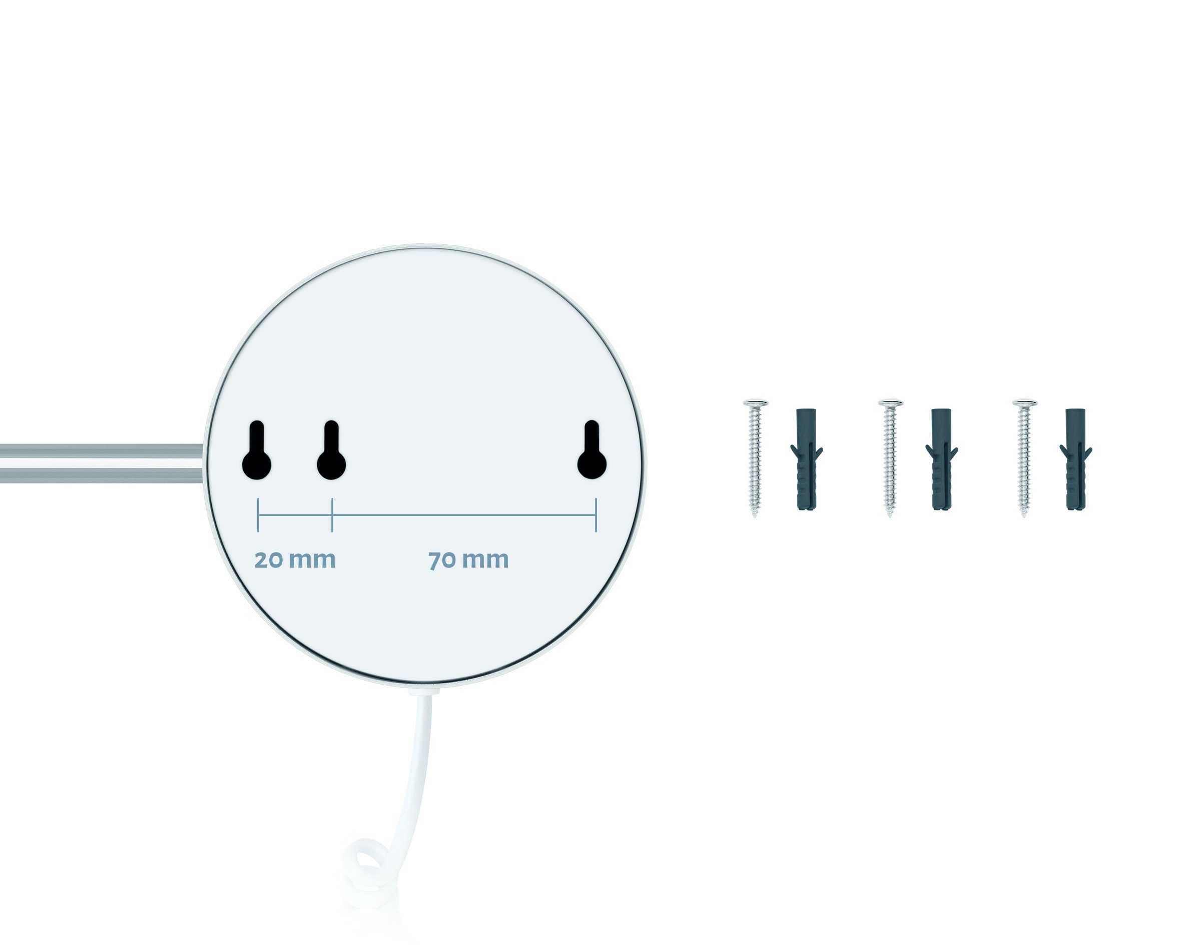 Kabel weißem Kosmetikspiegel Libaro mit Dimmerfunktion Siena, Auto-off LED 7fach Kosmetikspiegel