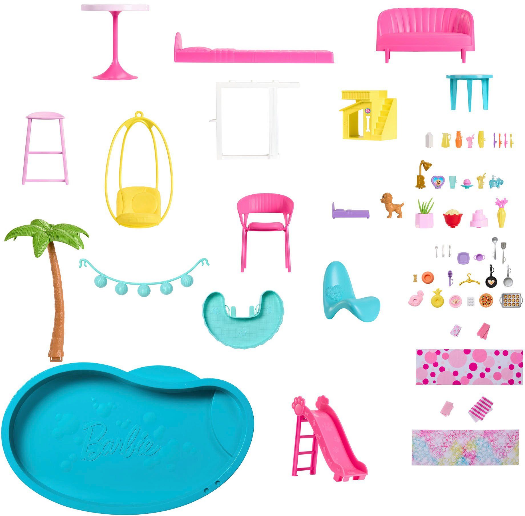 Barbie Dollhouse Dream Villa, with 3 floors, light and sound effects, spiral slide, balcony and pool