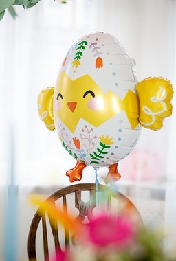 partydeco Luftballon, Folienballon Küken 57x53cm gelb weiß
