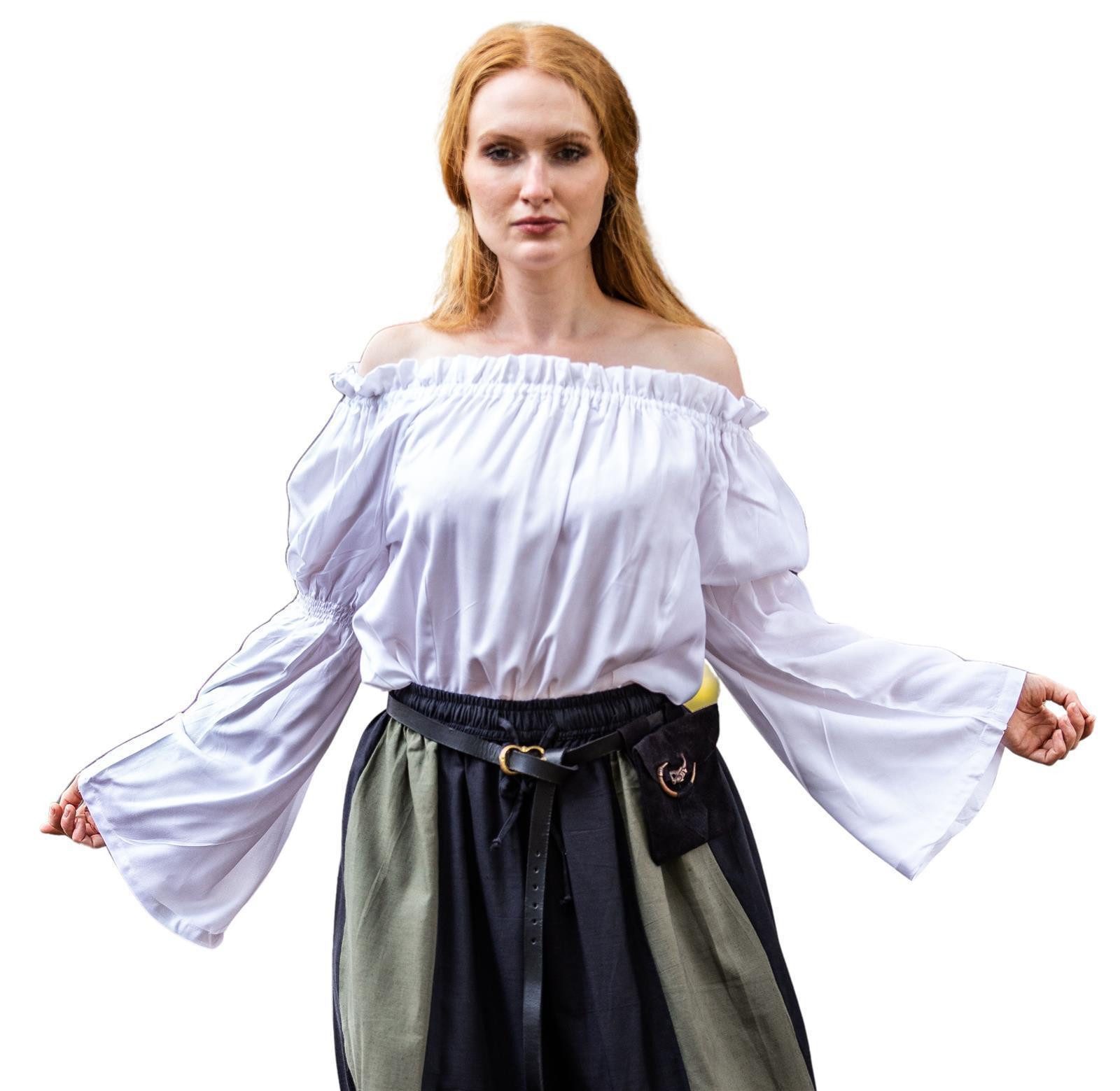 Leonardo Carbone Burgfräulein-Kostüm Mittelalterbluse "Emma" mit Carmenausschnitt, voluminöse Ärmel, seitliche Schlitze