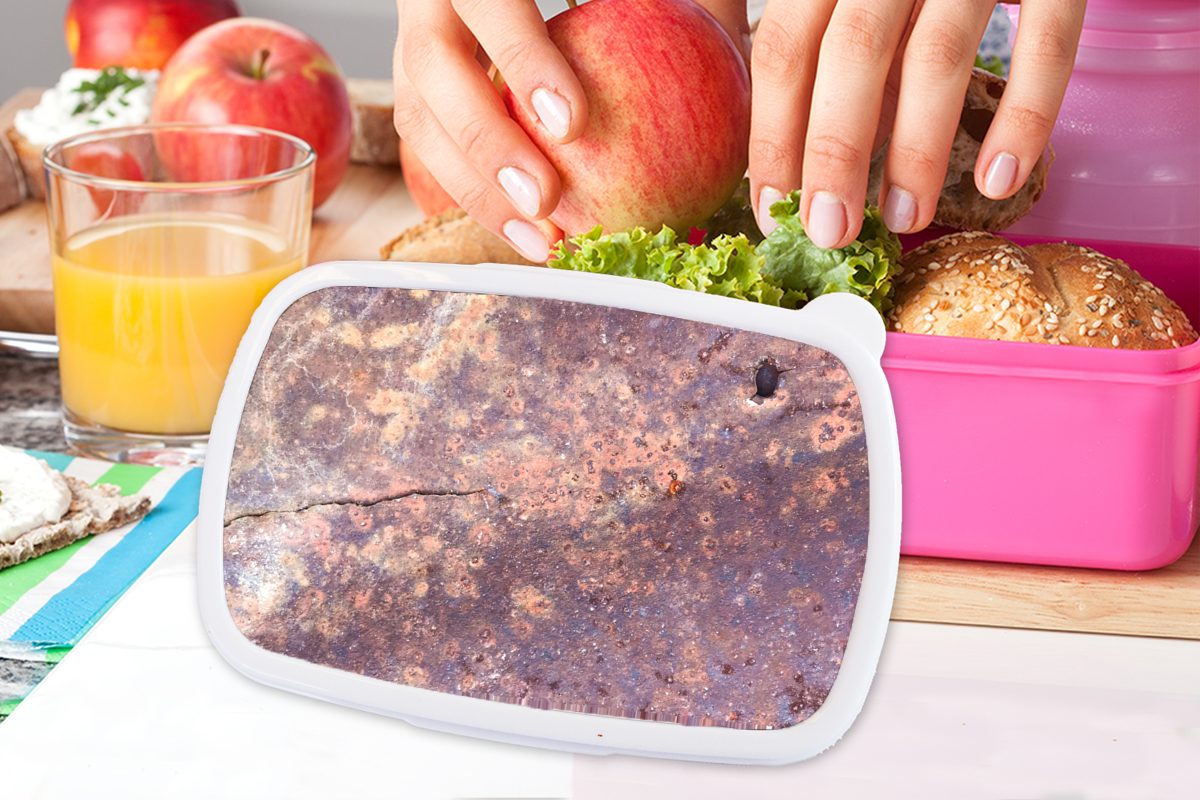 MuchoWow Lunchbox Brotbox - Rost Stahl, Kinder, Mädchen, Snackbox, (2-tlg), für Brotdose rosa Kunststoff - Abstrakt Erwachsene, Kunststoff