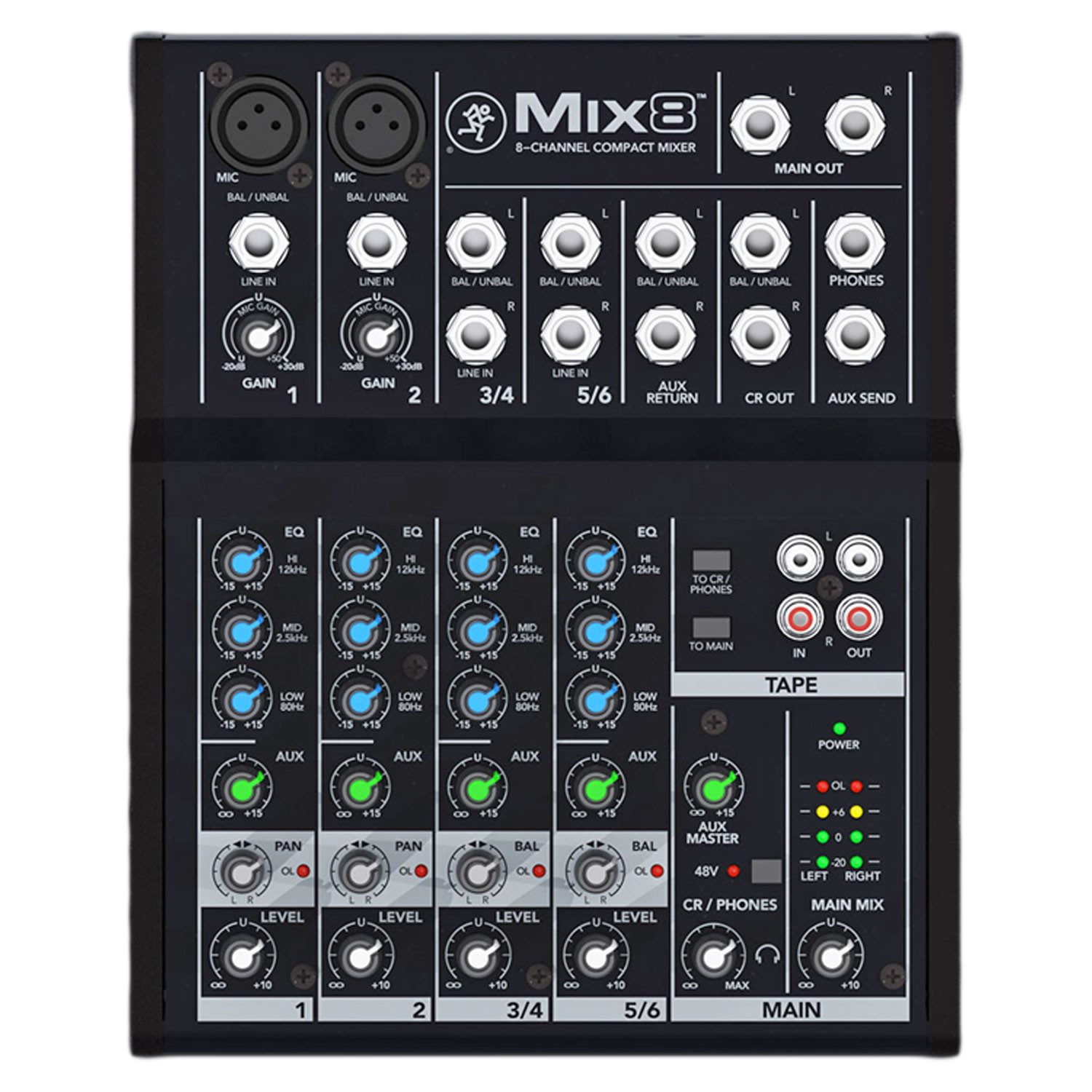 MACKIE Mackie Mischpult Mix8 8-Kanal Kompaktmixer Digitales Aufnahmegerät (Kompakter und vielseitiger 8-Kanal-Analogmixer)
