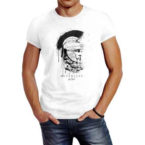 Neverless Print-Shirt Neverless® Herren T-Shirt Sparta Spartaner Kopf Helm Krieger Fashion Streetstyle mit Print