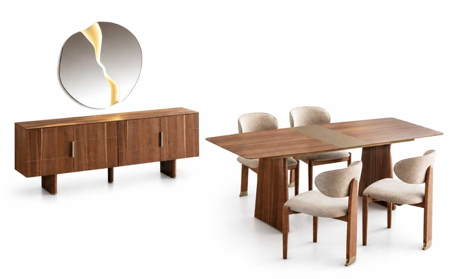 Xlmoebel Esszimmer-Set Elegantes Esszimmer Set mit Esstisch, 4 Stühlen und Sideboard, (7-St), Made in Europa