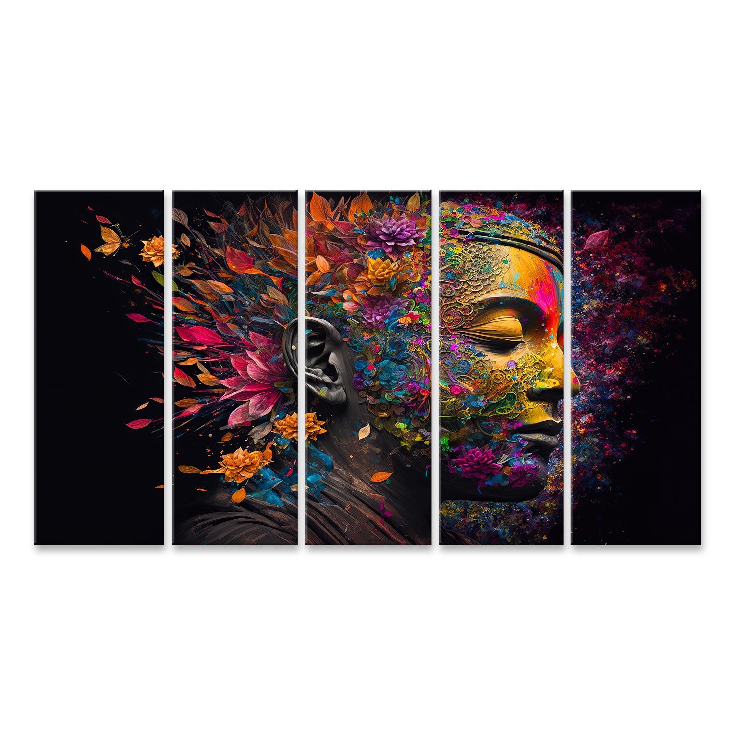 Leinwandbild Buddha Digitale Kunst Collage Kombiniert Aquarell Psychedeli Bilder
