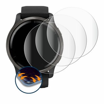 Savvies Full-Cover Schutzfolie für Garmin Venu 2, Displayschutzfolie, 4 Stück, 3D Curved klar