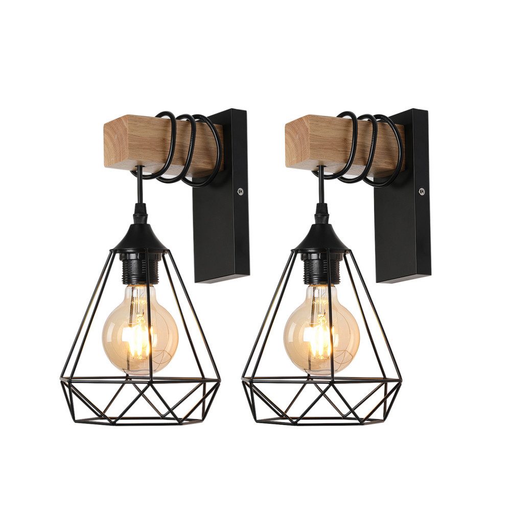 WILGOON Wandleuchte Retro Wandleuchte Holz Innen günstig online kaufen