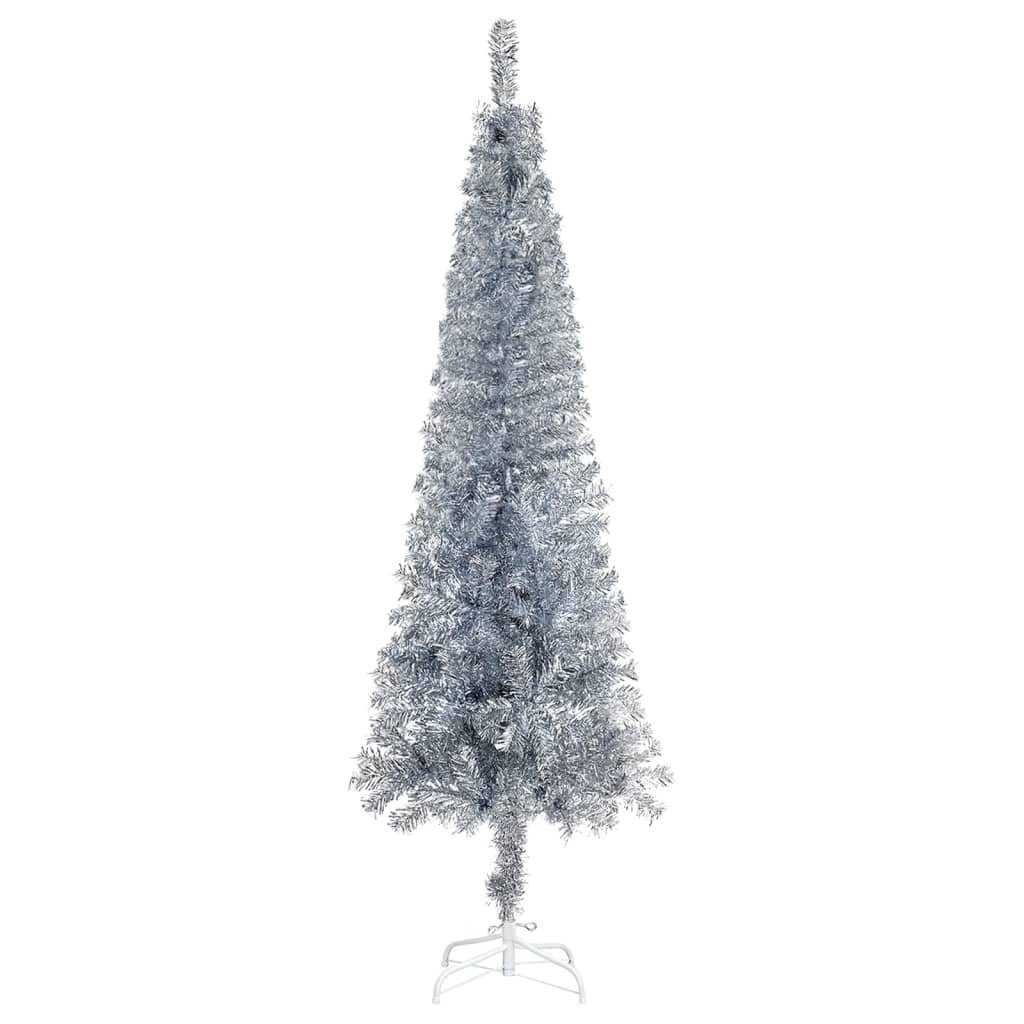 Weihnachtsbaum Künstlicher Schlanker cm 150 Weihnachtsbaum Silbern vidaXL