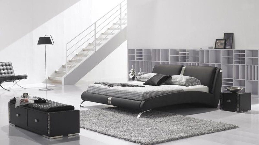 Xlmoebel Polsterbett Gepolstertes Doppelbett in Schwarz-Weiß mit modernem Design (Bett, Bett), Hergestellt in Europa