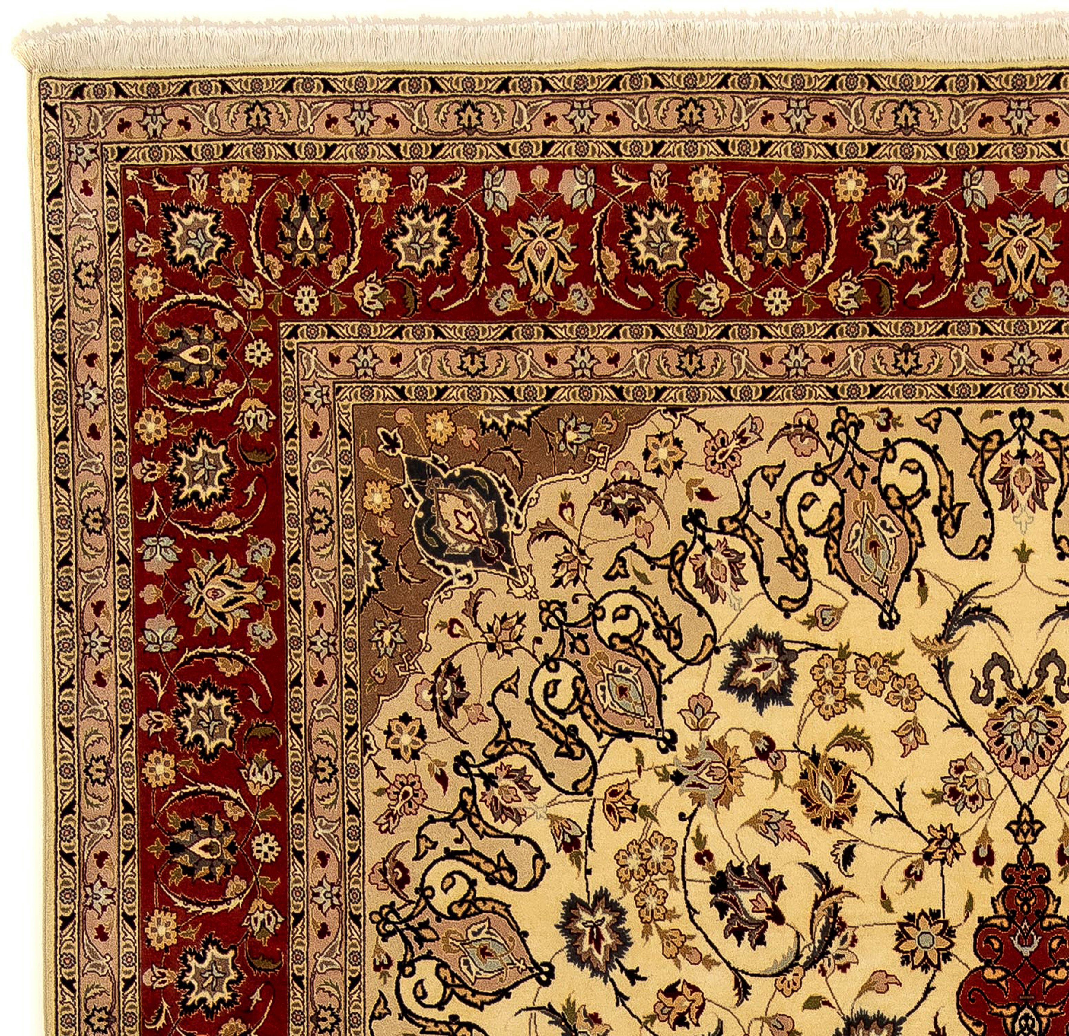 Orientteppich Perser - Täbriz - mit cm x - 355 beige, 253 Royal Wohnzimmer, 7 Zertifikat mm, morgenland, Einzelstück Handgeknüpft, Höhe: - rechteckig