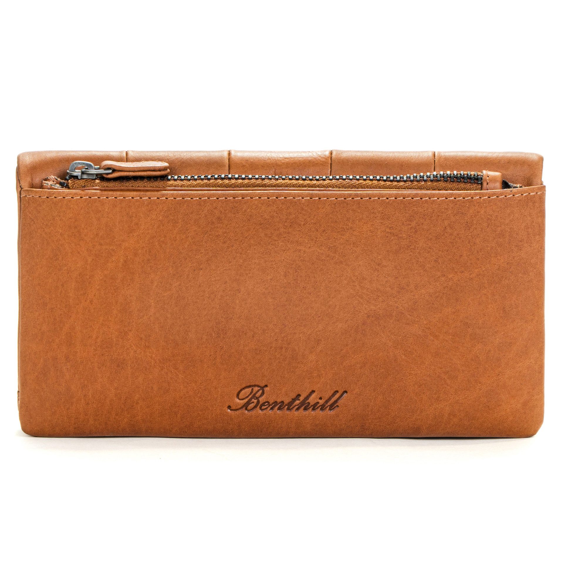 Benthill Geldbörse Damen Echt Leder Portemonnaie Groß RFID Vintage Geldbeutel Clutch, RFID-Schutz Kartenfächer Münzfach Reißverschlussfach