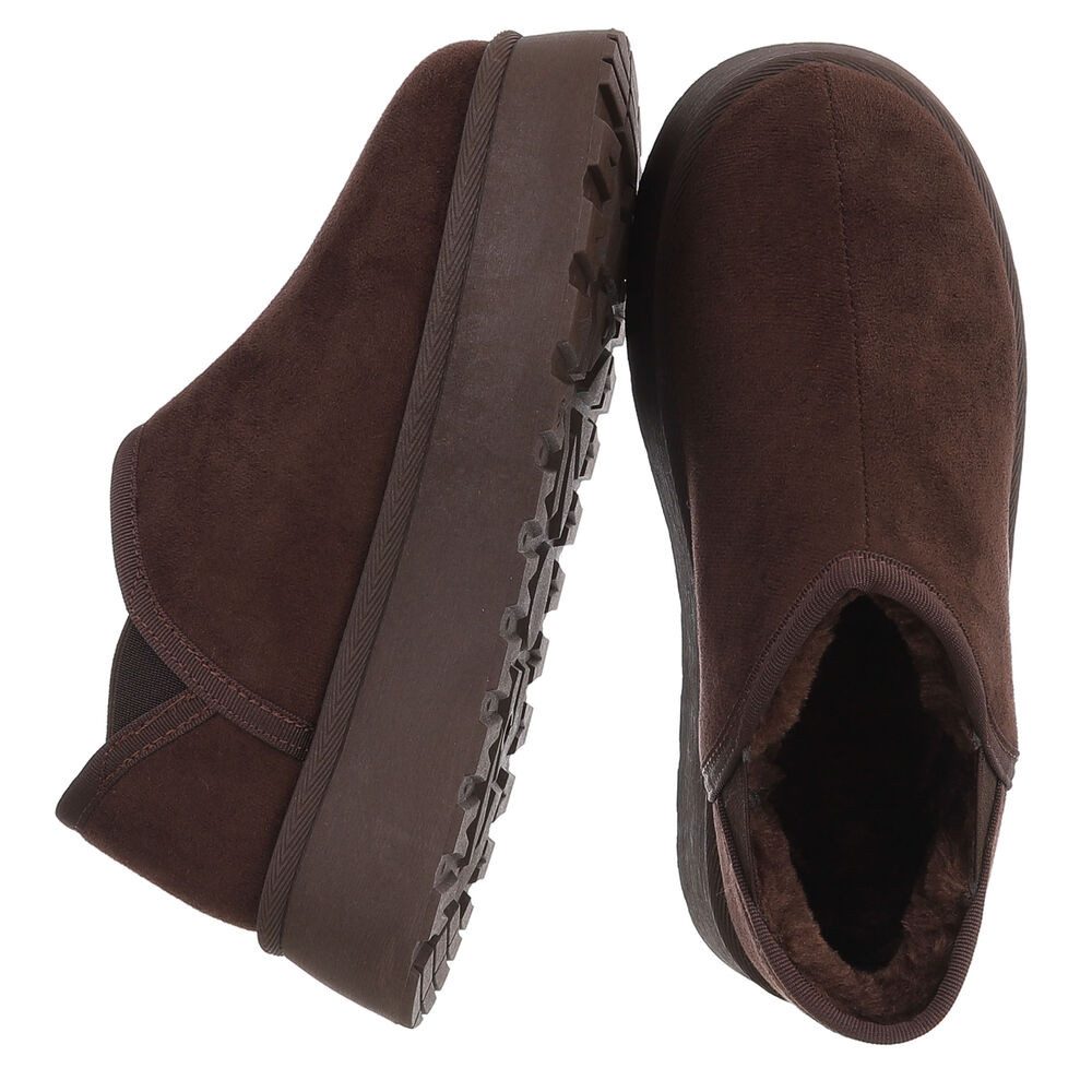 Ital-Design Damen Slip-on Plateau Schuh mit Profilsohle Snowboots (92214517) Flach Stiefeletten in Braun