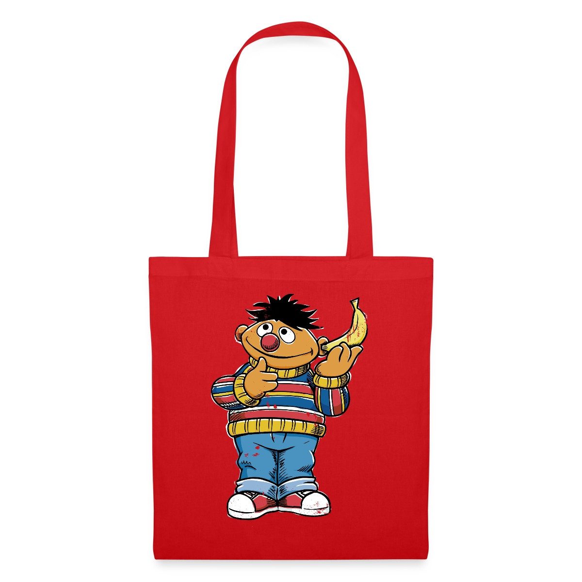 Spreadshirt Henkeltasche Sesamstraße Ernie am Bananentelefon Stoffbeutel (1-tlg)