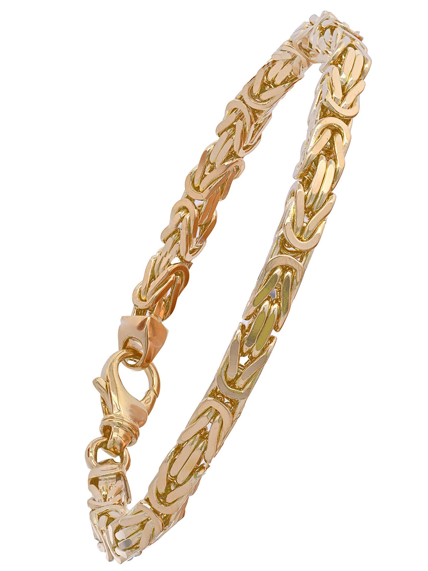 HOPLO Goldarmband Goldarmband Königskette Breite 5,0 mm 22 cm massiv 750-18 Karat Gold, Made in Germany