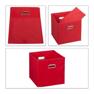 relaxdays Aufbewahrungskorb 4 x Aufbewahrungsbox Stoff rot