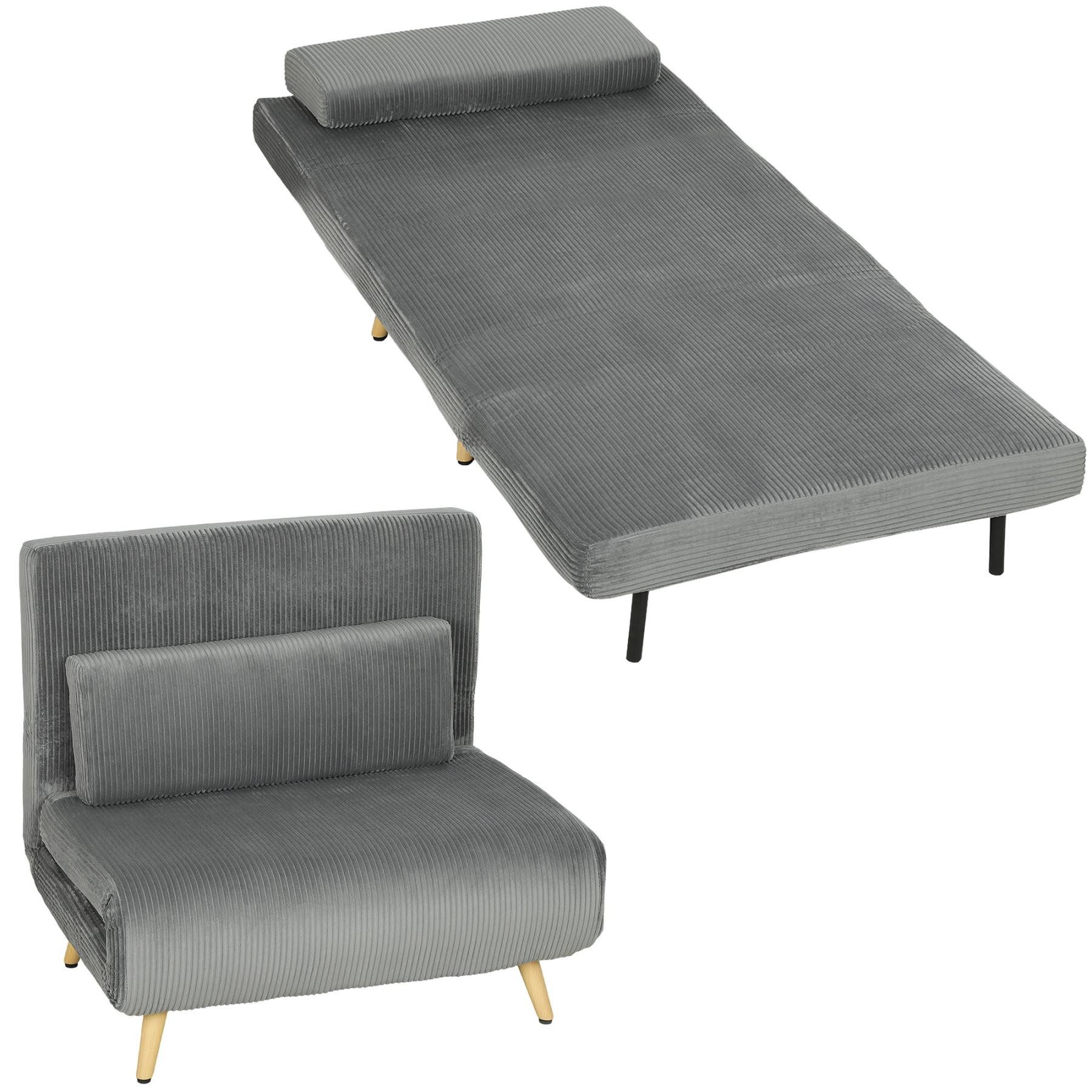 FELIXLEO Schlafsofa Schlafsessel 3 in 1 Schlafsofa mit Bettfunktion 90x190cm Dunkelgrau, 1 Teile