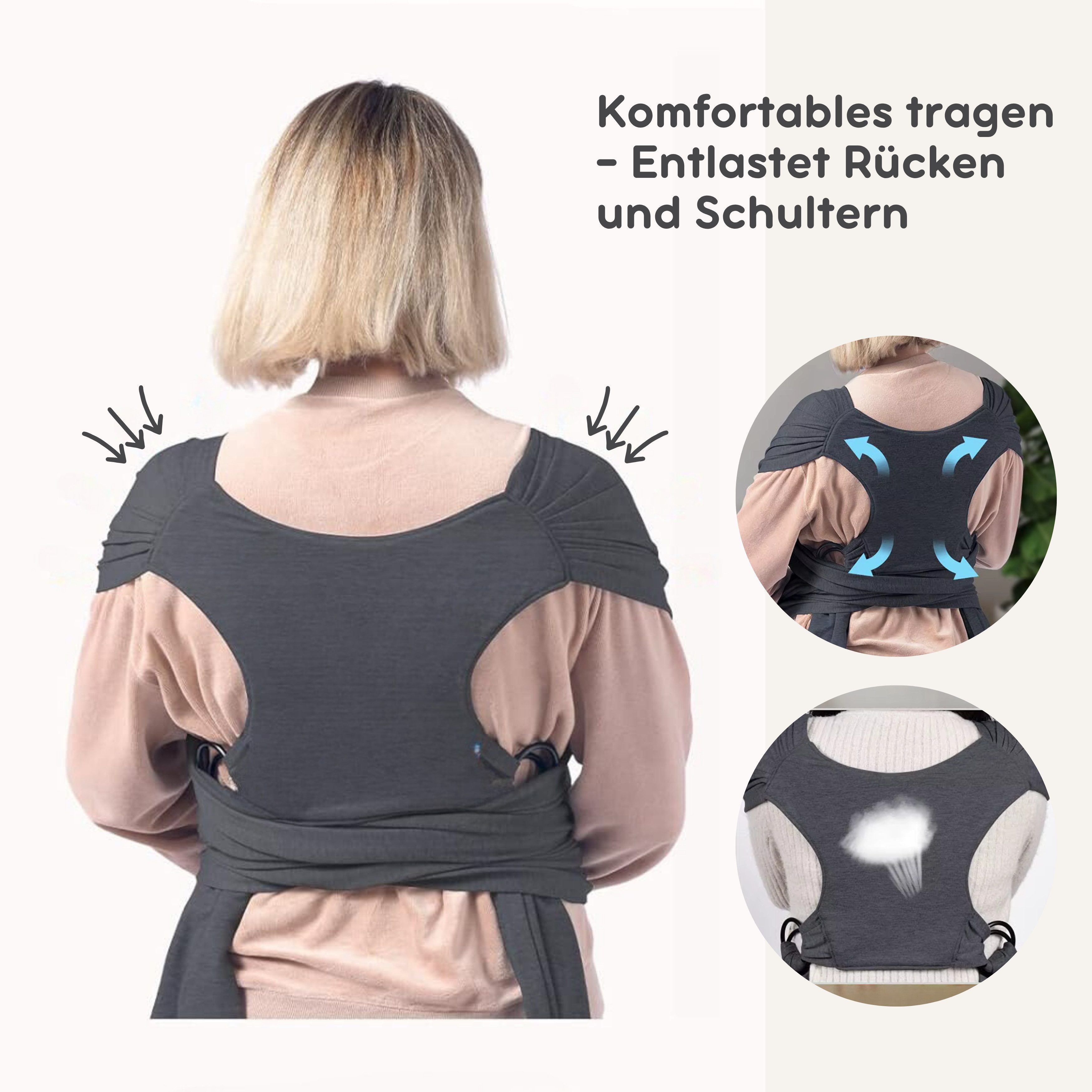 SKY & ZEN Baby Wrap for Newborns - Baby Wrap without Tying, Baby Carrier from Birth to 15 Kilos, Elastic Baby Wrap