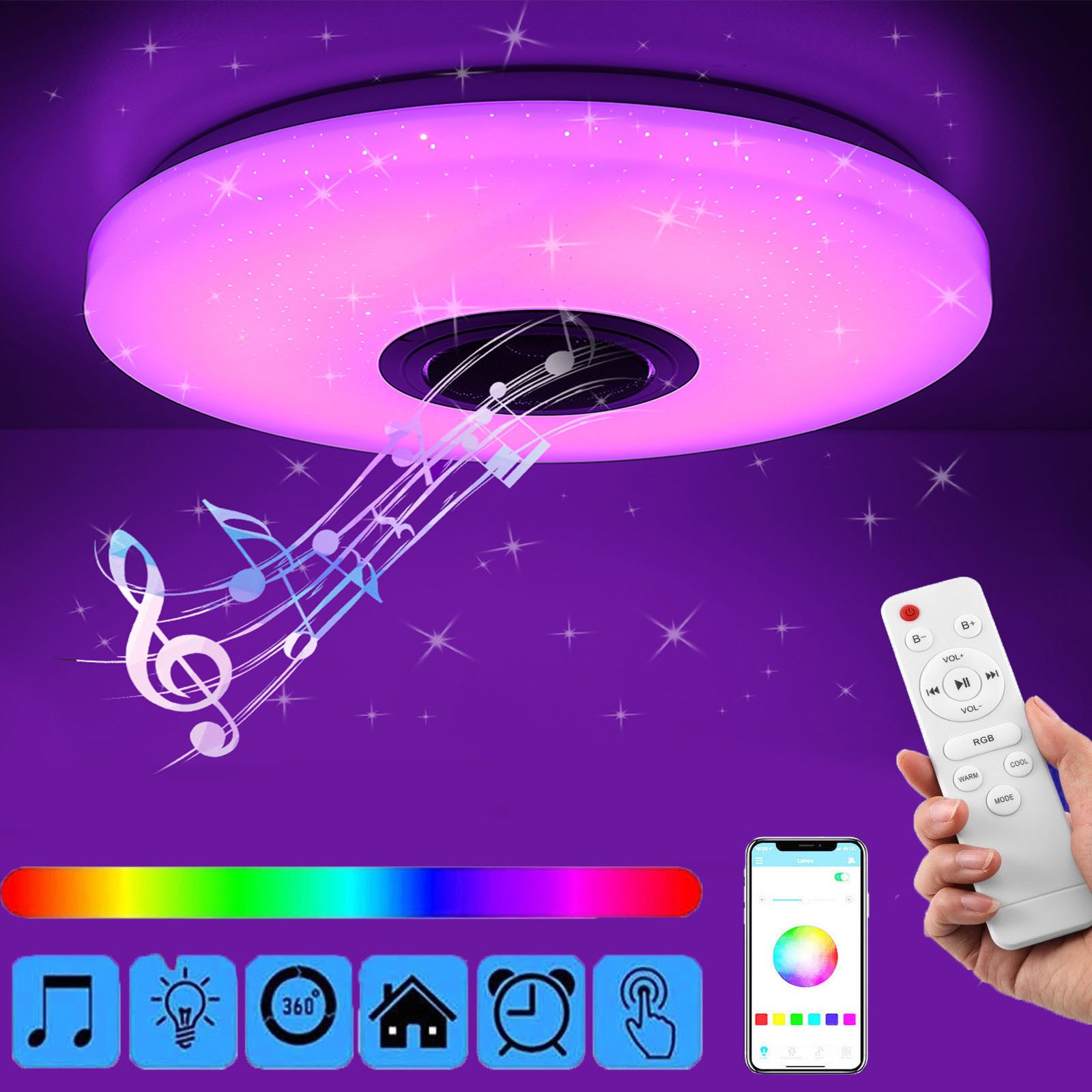oyajia Deckenleuchte 36W Musik LED Deckenleuchte günstig online kaufen
