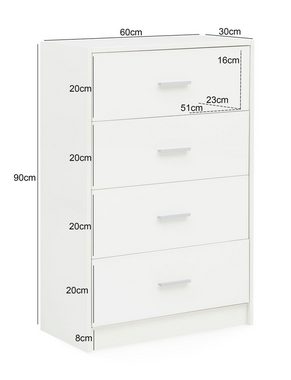 möbelando Sideboard Design Sideboard WL5.864 Weiß Hochglanz 60x90x30 cm Anrichte Holz, 30 x 90 x 60 cm (B/H/L)