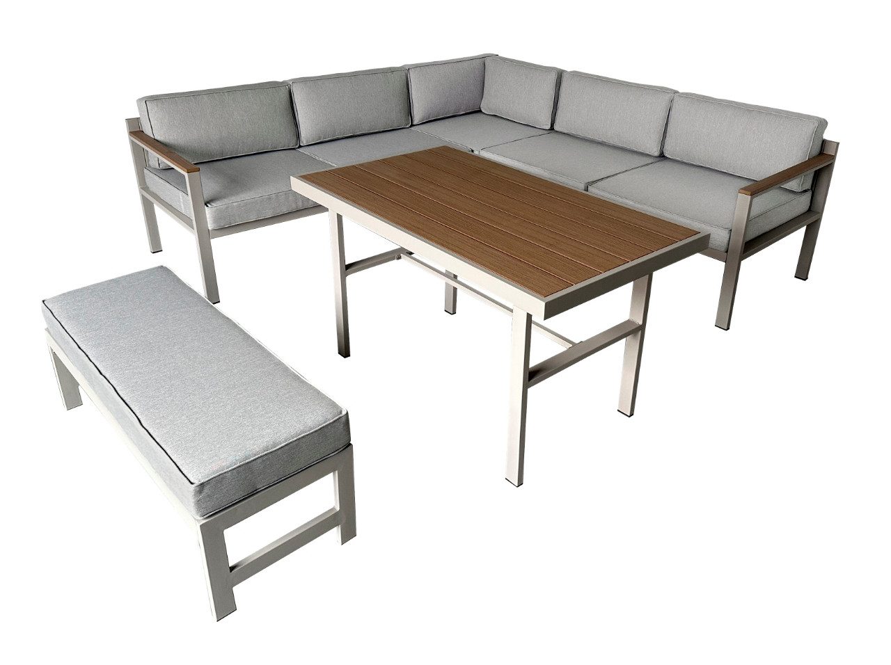 Greemotion Gartenlounge-Set [Miami] Lounge-Set Stahl Taupe/ Grau, (5-tlg), inkl. Kissen