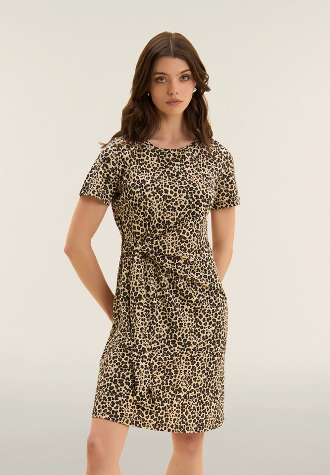 Freddy Jerseykleid Jersey Cotton Dress mit Raffung am Bauch, Leoprint