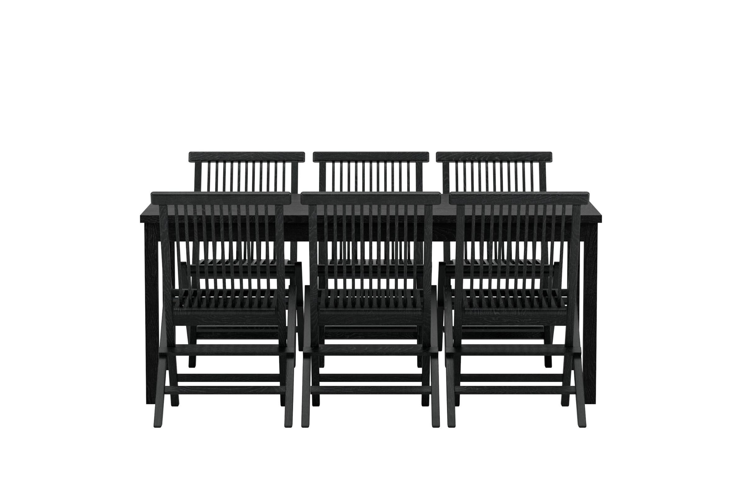 ebuy24 Garten-Essgruppe Kenya Gartenset Tisch 90x180 cm schwarz 6 Stühle s, (7-tlg)
