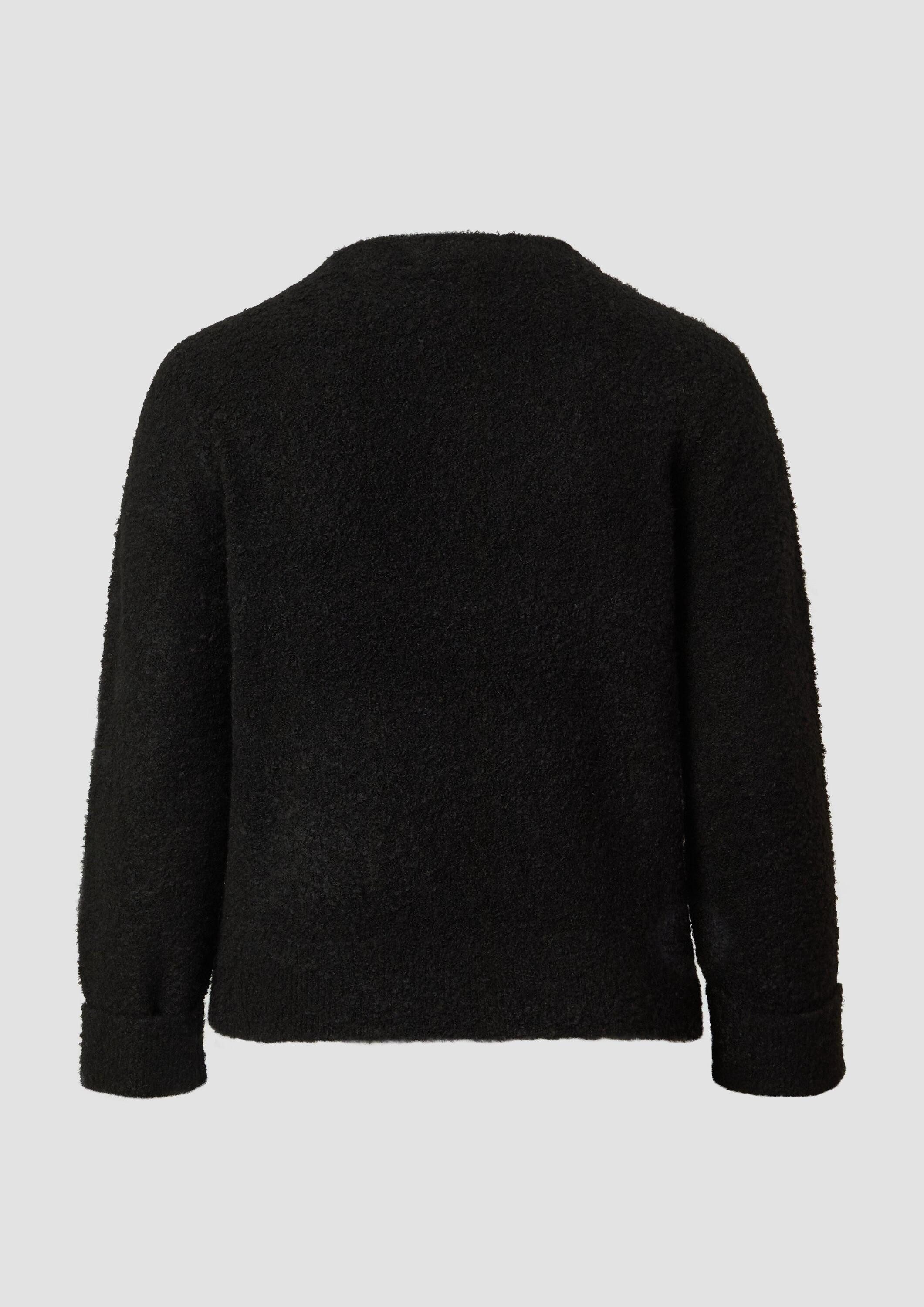 QS Longpullover Strickpullover Boucle Pullover mit Stehkragen günstig online kaufen