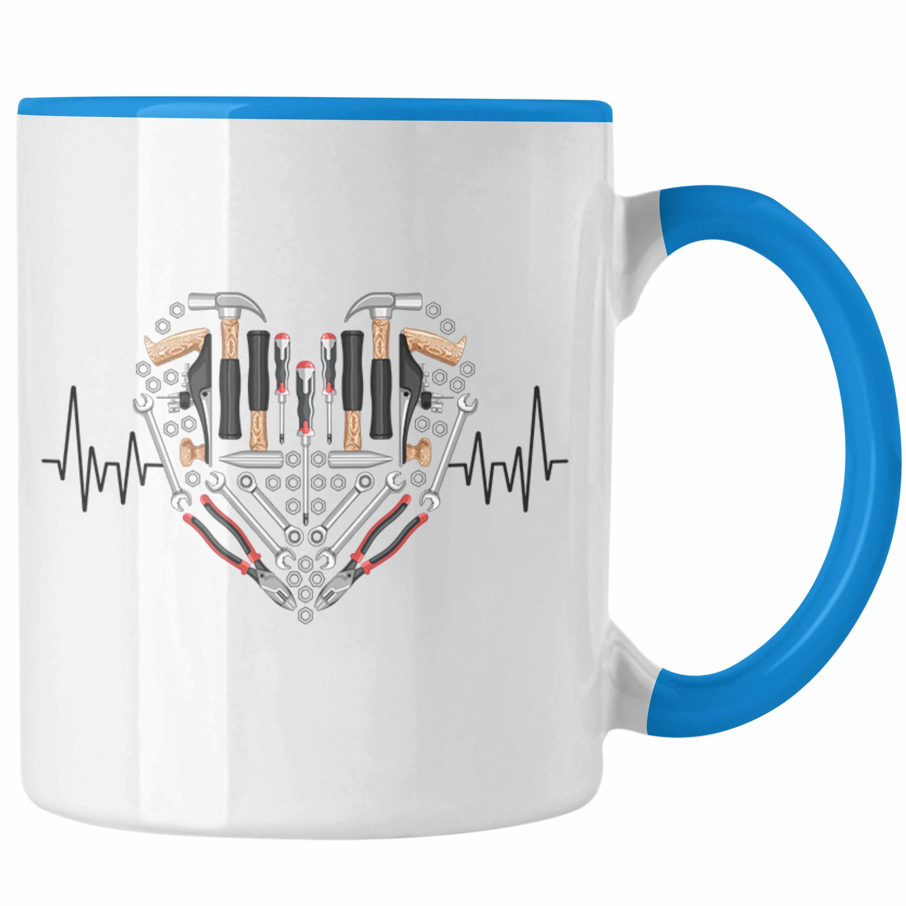 Trendation Handwerker-Tasse Mit Spruch – „Ich Bin Handwerker, Ich Kann Dummheit Nicht Reparieren“, Schwarz, Spülmaschinenfest