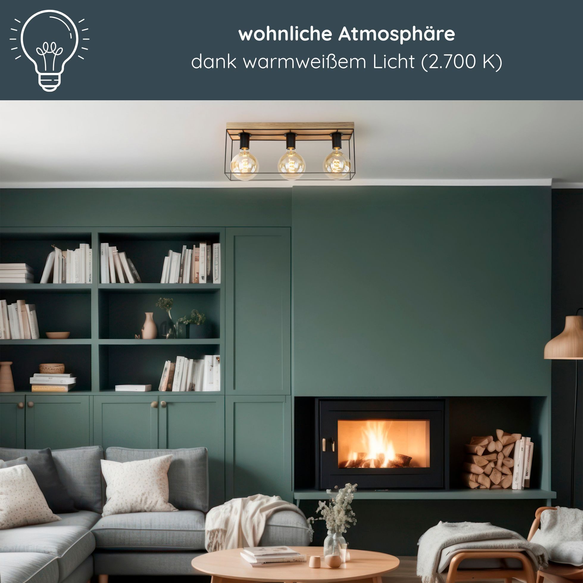 MeLiTec LED Deckenleuchte Holz Deckenbeleuchtung Gretter D130, Holz Deckenleuchte Gretter D130