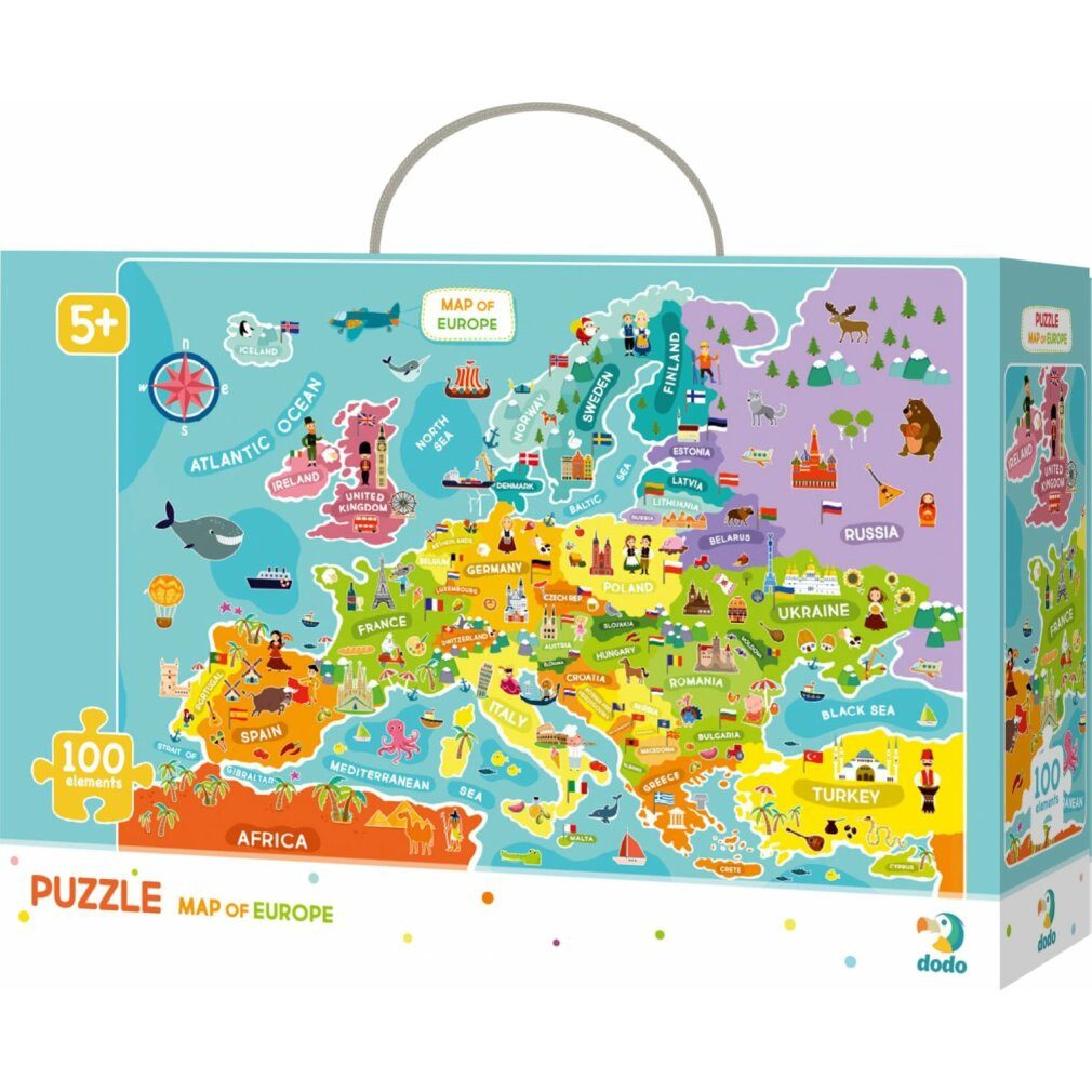 dodo Puzzle DODO Puzzle Karte von Europa 100 Teile, Puzzleteile