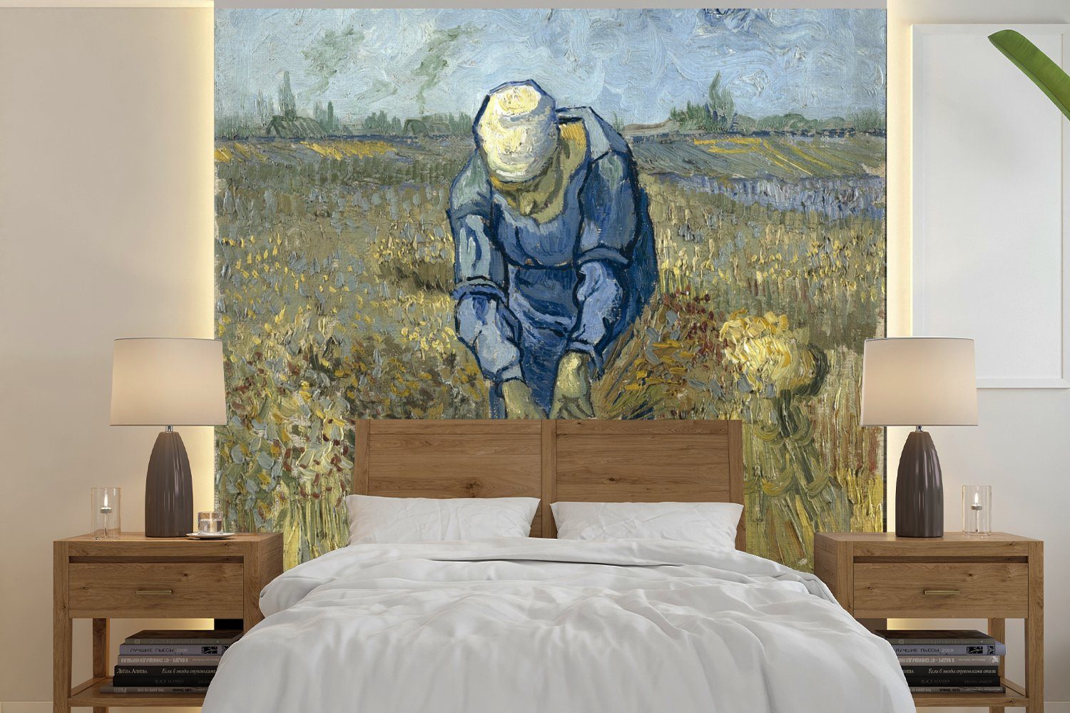 MuchoWow Fototapete Der Schafspelz (nach Millet) - Vincent van Gogh, Matt, bedruckt, (4 St), Vliestapete für Wohnzimmer Schlafzimmer Küche, Fototapete