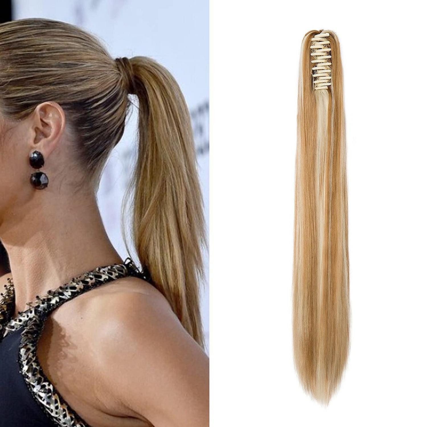 LuxusKollektion Kunsthaar-Extension Pferdeschwanz Haarteil Ponytail 55 cm 130g Dunkelblond & Bleichblond