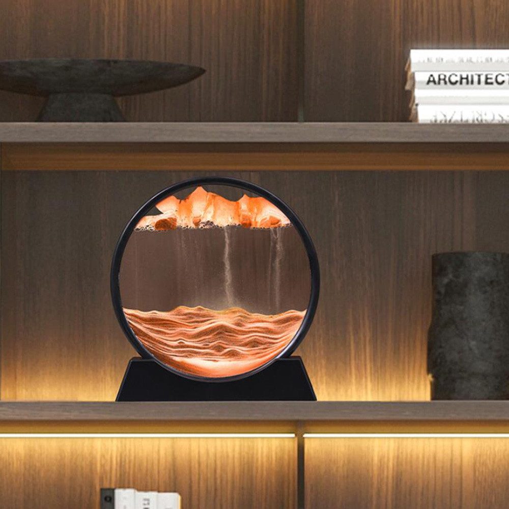 Agger Deko-Glas 3d Fließende Sandmalerei, Dynamisches Sandbild,Sandkunstbild, Heim- und Büro-Desktop-Dekorationen