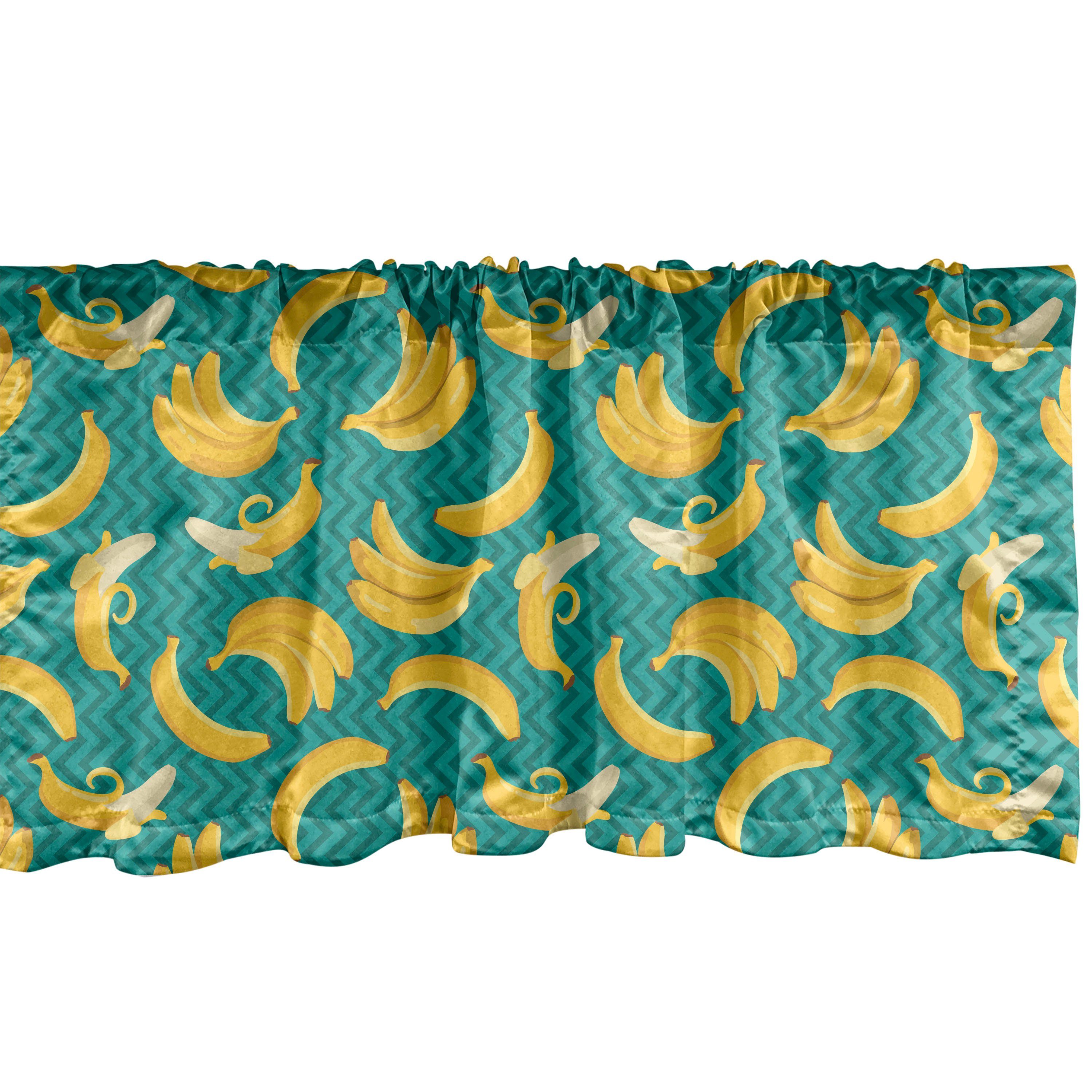 Scheibengardine Vorhang Volant für Küche Schlafzimmer Dekor mit Stangentasche, Abakuhaus, Microfaser, Zigzags Tropic Banana Fruits Kunst