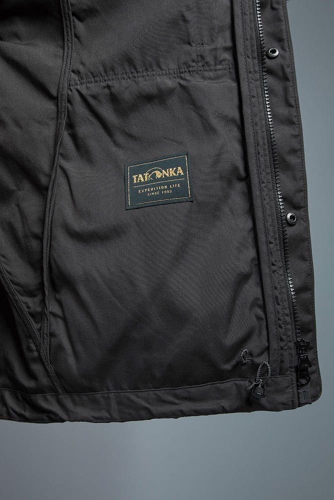 TATONKA® Funktionsjacke Übergangsjacke Jesper Hooded aus Baumwollmischgewebe dunkelgrau Herren