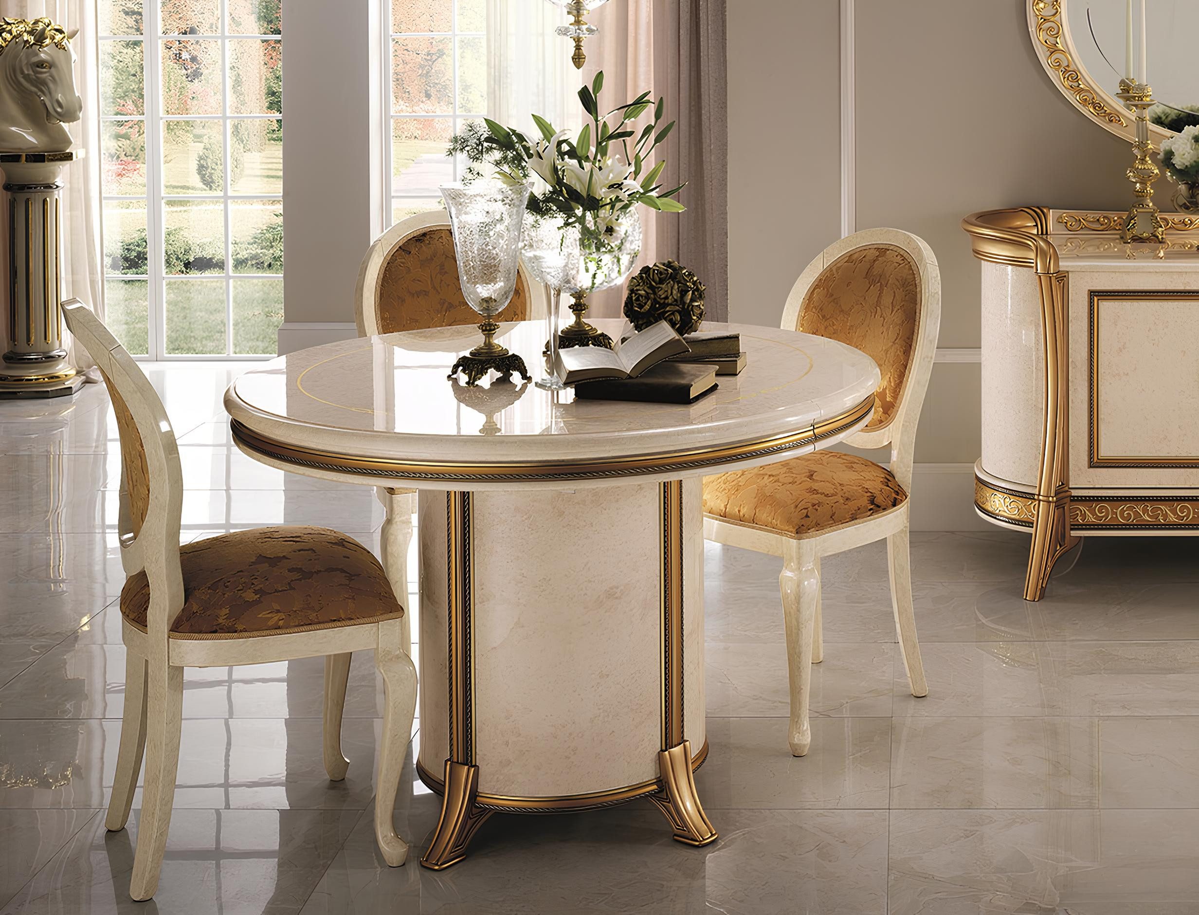 JVmoebel Beistelltisch Runder Esstisch aus Holz in Beige von Arredoclassic (1-St), Made in Europa