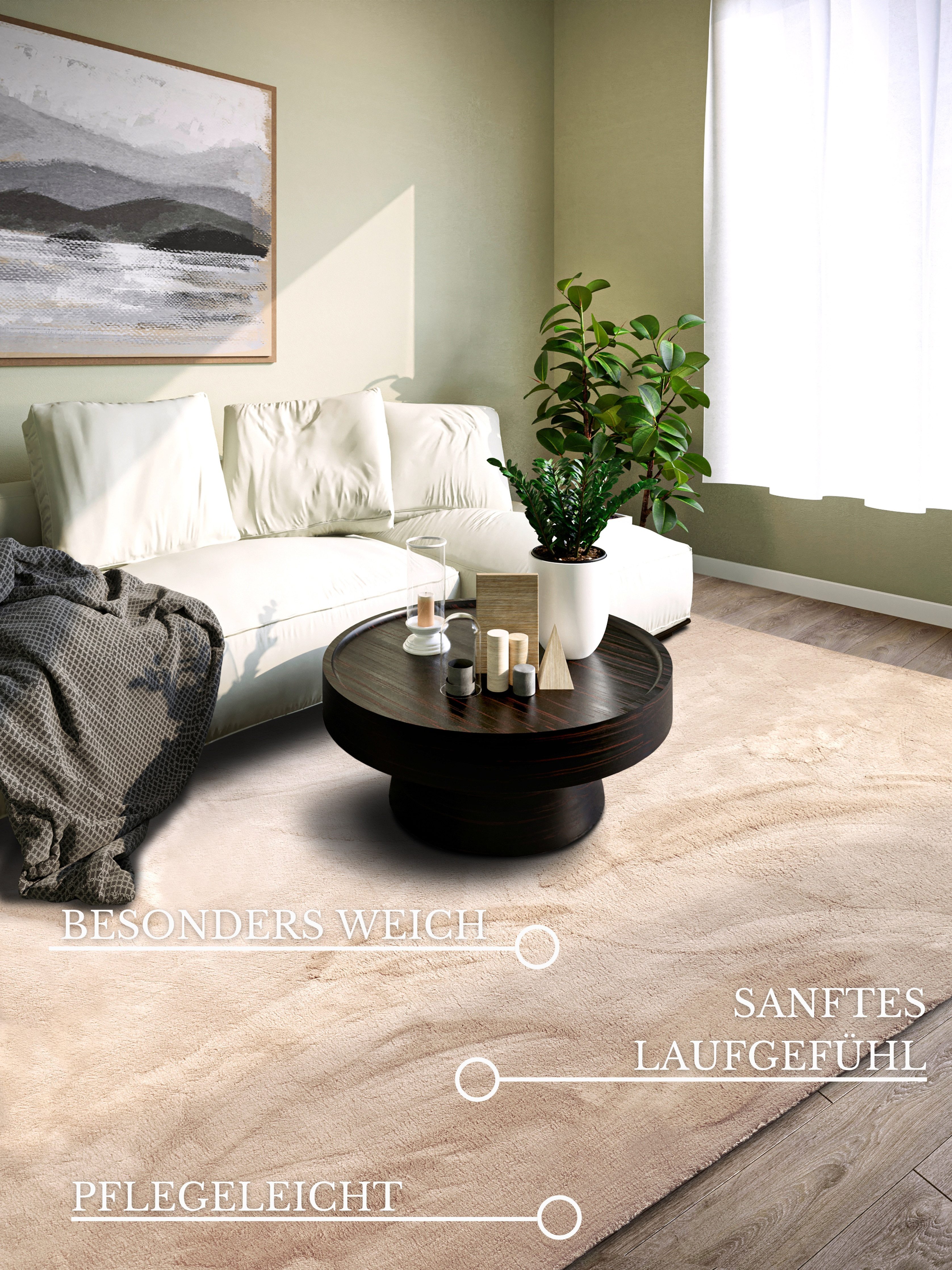 Villeroy & Boch Teppich Leon, rechteckig, Höhe: 15 mm, Langflor, Shaggy, uni, flauschig weich, glänzend, Kaninchenfell Haptik