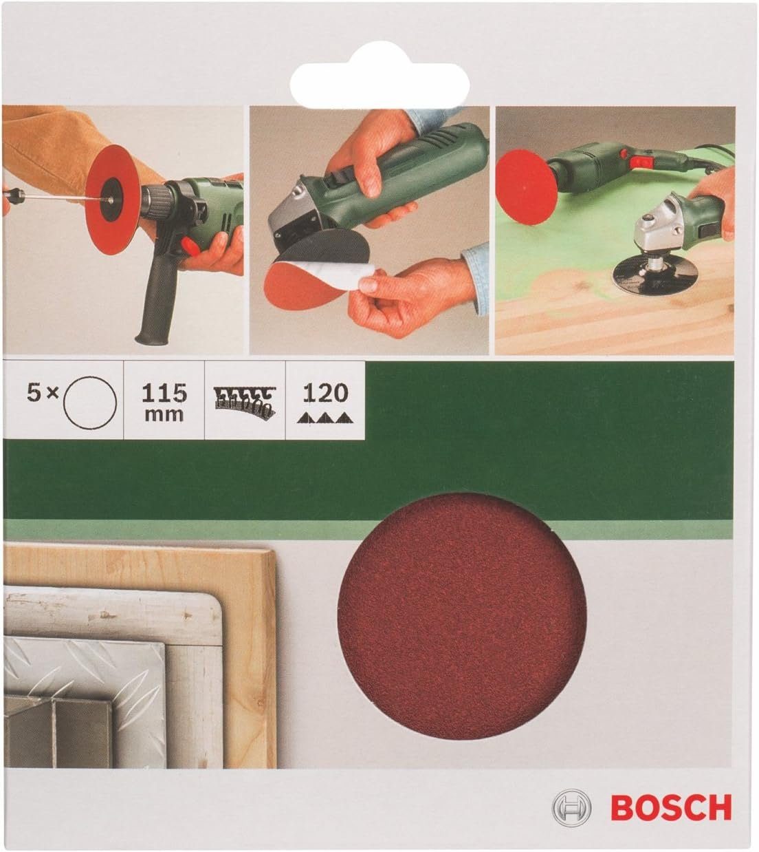 BOSCH Bohrfutter Bosch Schleifblätter 5 Stück, Ø 115 mm, Körnung 120 Winkelschleifer