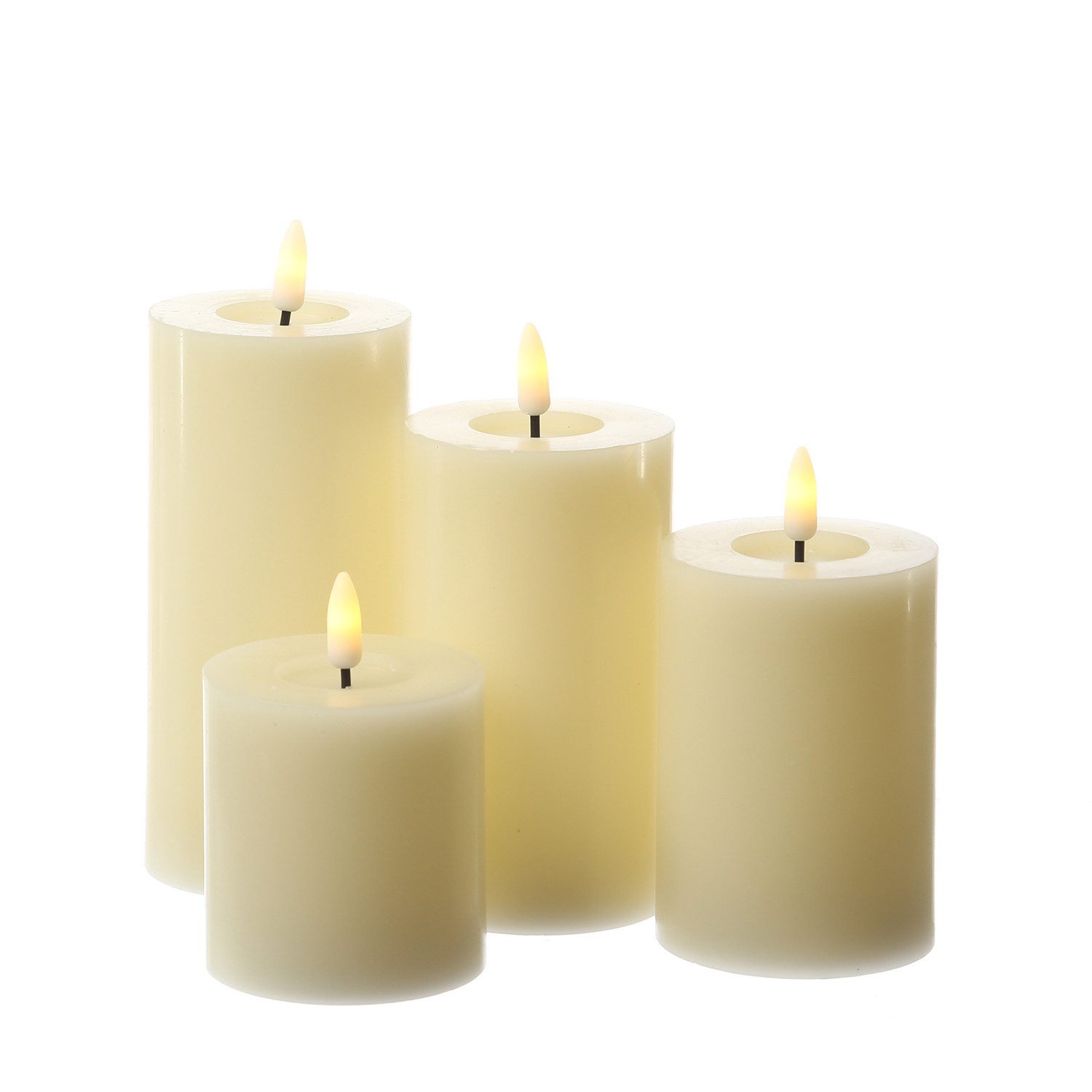 MARELIDA LED-Kerze Kerzenset ELIA Echtwachs Stumpenkerzen für Adventskranz 4 Größen 4St, LED Classic, warmweiß (2100K bis 3000K) – Bild 3 von 3