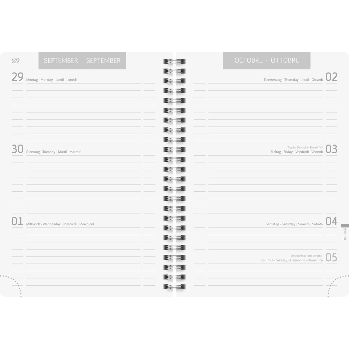 BRUNNEN Buchkalender Schülerkalender A5 1 Tag/Seite Black 2026/2027