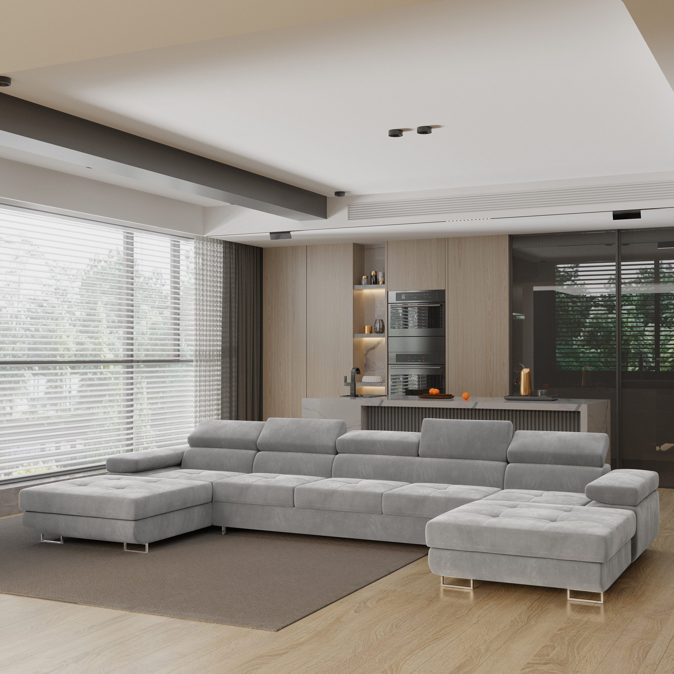 Masseno Ecksofa OMBRA mit Schlaffunktion U-Form, Sofa mit Bettkasten