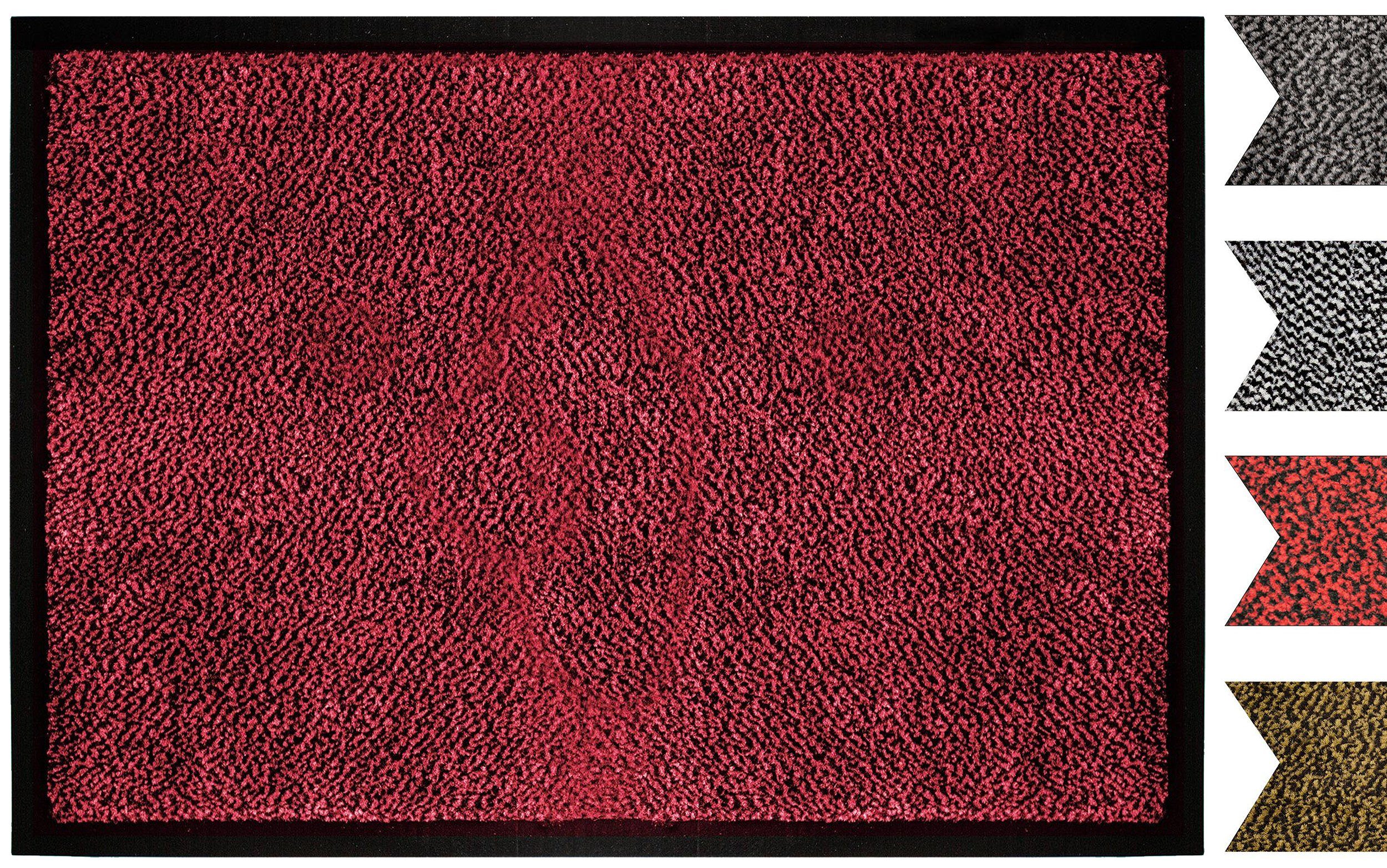 Fußmatte rutschfest Schutzfangmatte, waschbar Eingangsmatte, Linex, Höhe: 7 mm, Indoor - Outdoor geeignet Rot/Schwarz