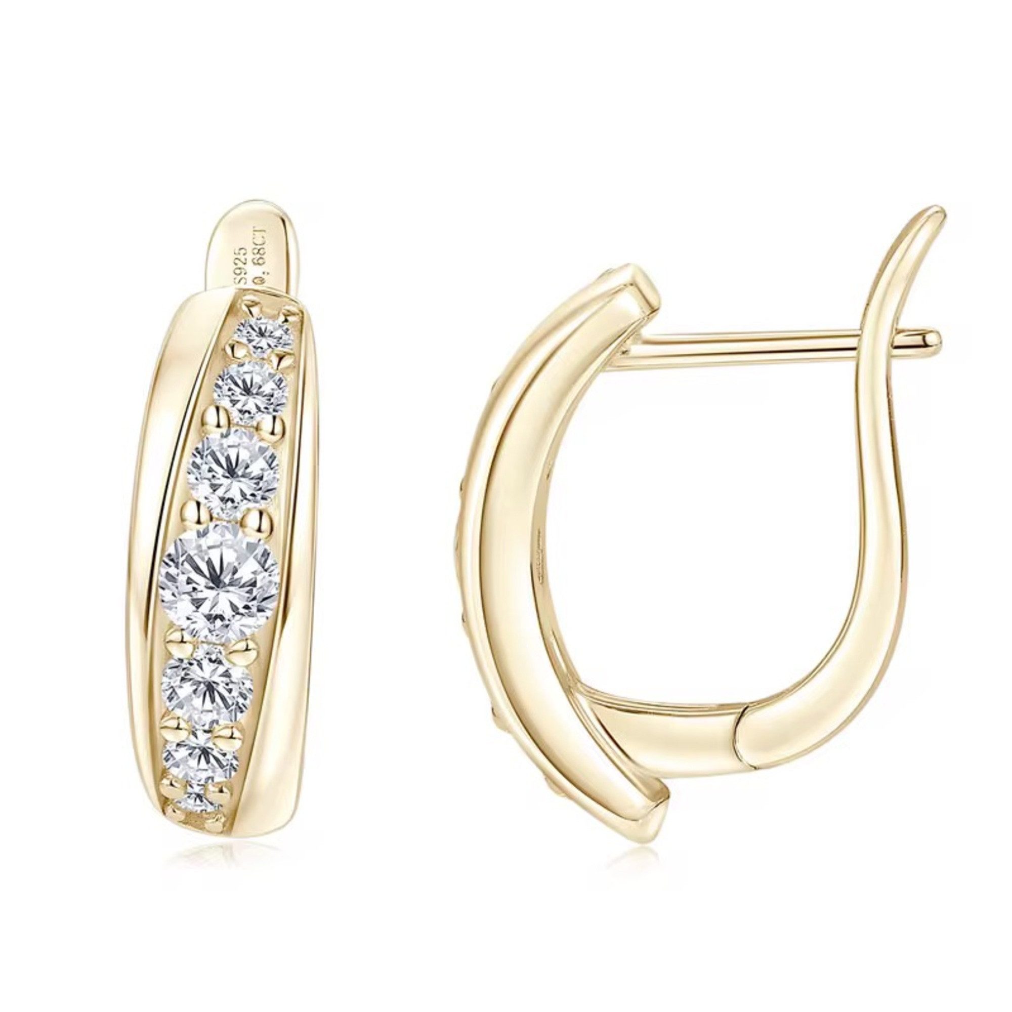 ROUGEMONT Creolen-Set Exquisite Moissanit Damen Creolen VVS1 D 925 sterling Silber 18K Gold, Echtschmuck mit Echtheitszertifikat