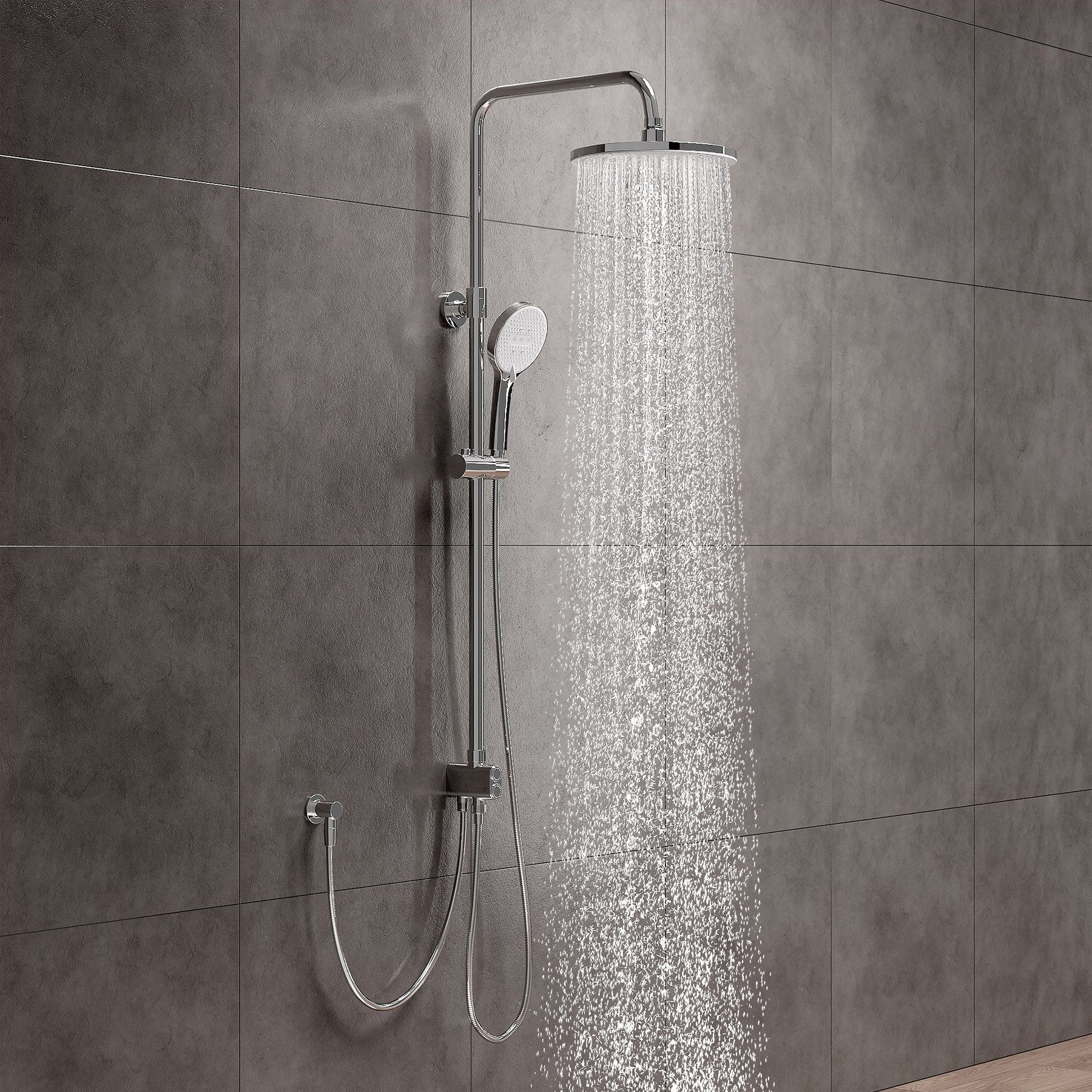 HOROW Brausegarnitur Duschsystem ohne Armatur, Regendusche Set Chrom mit Me günstig online kaufen